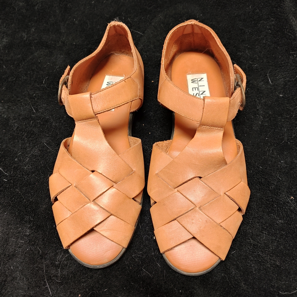 Nine West Brown Woven Sandals
